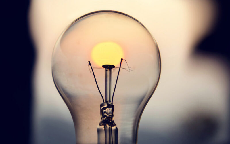 Lightbulb in the sunset